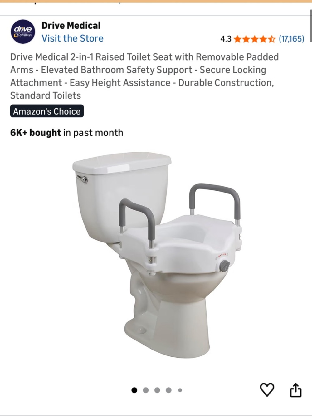 Raised Toilet Seat with Removable Padded Arms - White